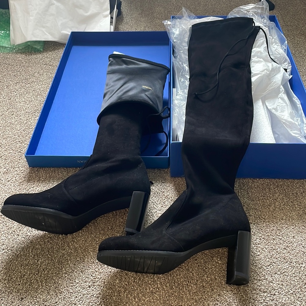 Stuart Weitzman Tipland Over The Knee - Near New, size 9.5, black suede